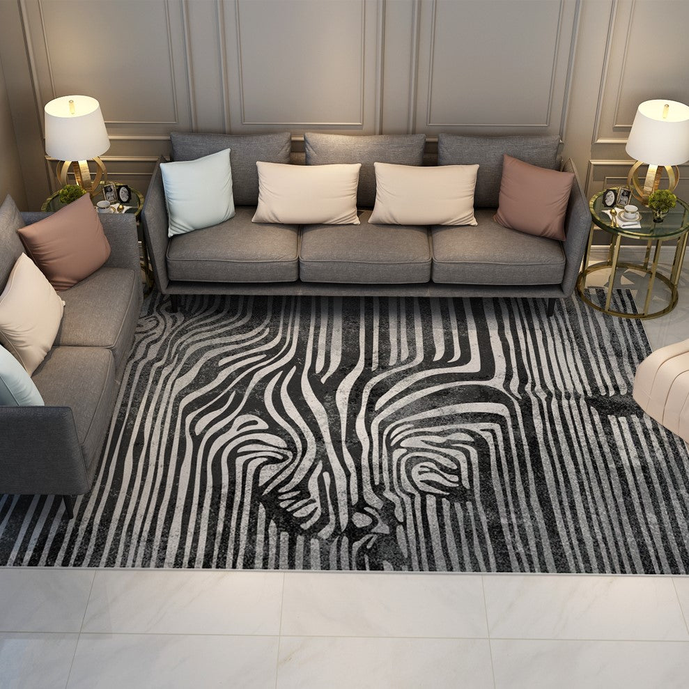 Black and White Modern Zebra Patterned Rugs Carpet Floormat - Image 2