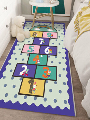 Kids Funny Hopscotch Game Floor Rug Mat Wear-Resistant Kids Play Mats Bedroom Nursery Rug Mat 04