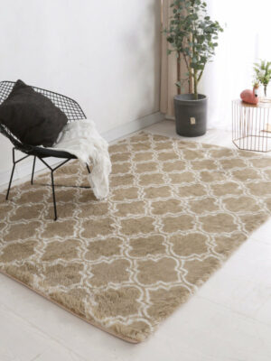 Brown Soft Comfortable Geometric Plush Shaggy Rugs Bedroom Living Room Bedside Rug Floor Mat 02