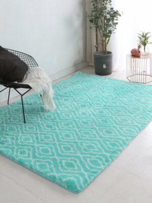 Light Blue Soft Comfortable Geometric Plush Shaggy Rugs Bedroom Living Room Bedside Rug Floor Mat 06