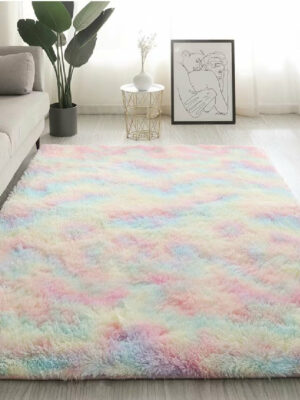 Gradient Rainbow Colours Modern Plain Carpet Bedroom Living Room Sofa Rugs Soft Plush Shaggy Rugs