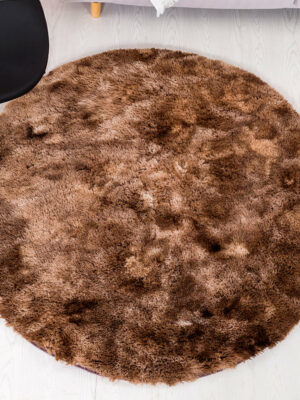 Brown Round Super Soft Plain Shaggy Rugs Living Room Bedroom Kids Room Bedside Floor Rugs