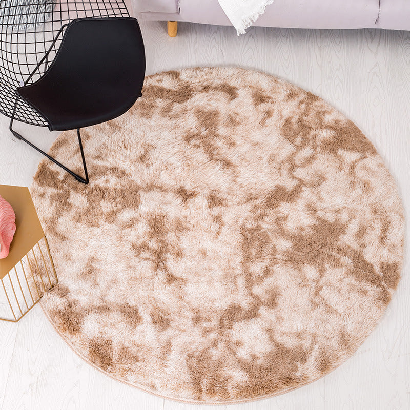 Beige Round Super Soft Plain Shaggy Rugs Living Room Bedroom Kids Room Bedside Floor Rugs - Image 3