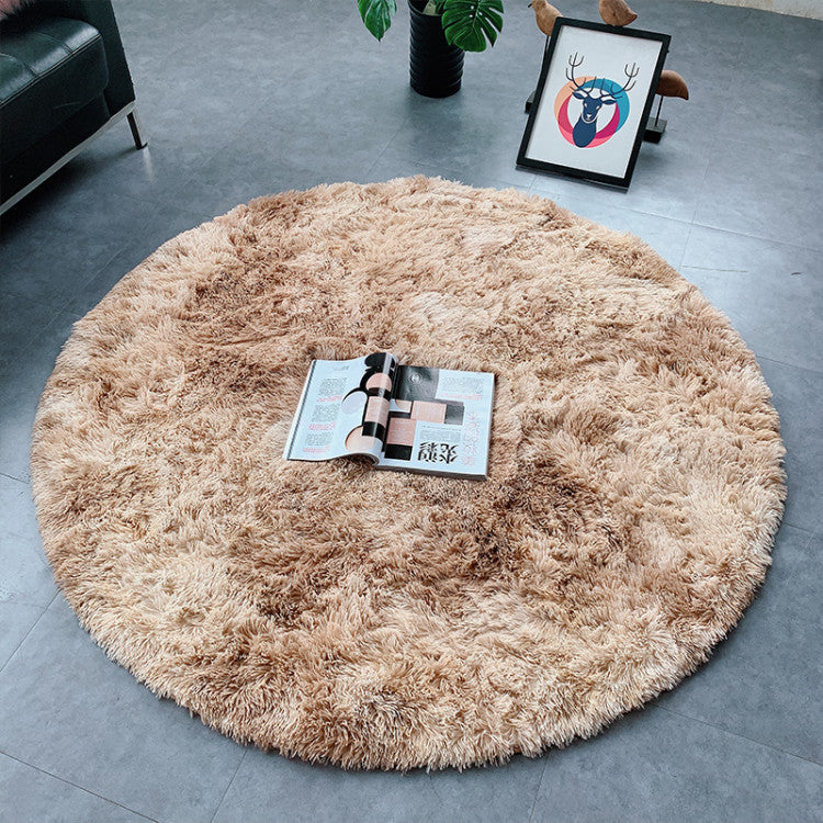 Beige Round Super Soft Plain Shaggy Rugs Living Room Bedroom Kids Room Bedside Floor Rugs - Image 5