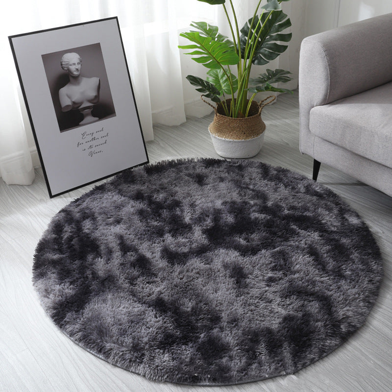 Dark Grey Round Super Soft Plain Shaggy Rugs Living Room Bedroom Kids Room Bedside Floor Rugs - Image 4