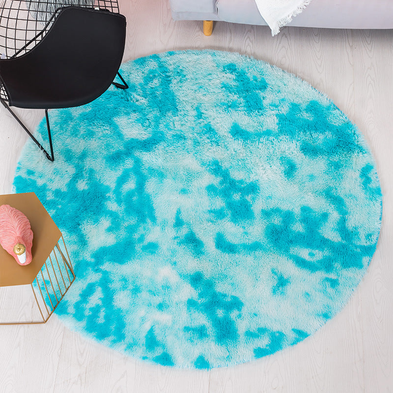 Light Blue Round Super Soft Plain Shaggy Rugs Living Room Bedroom Kids Room Bedside Floor Rugs - Image 2