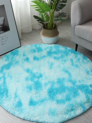 Light Blue Round Super Soft Plain Shaggy Rugs Living Room Bedroom Kids Room Bedside Floor Rugs