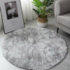 Light Grey Round Super Soft Plain Shaggy Rugs Living Room Bedroom Kids Room Bedside Floor Rugs