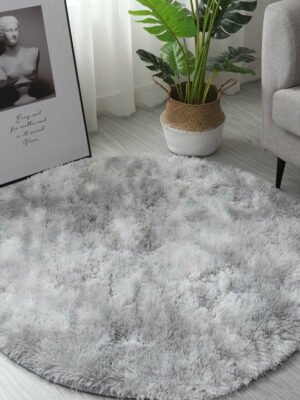 Light Grey Round Super Soft Plain Shaggy Rugs Living Room Bedroom Kids Room Bedside Floor Rugs