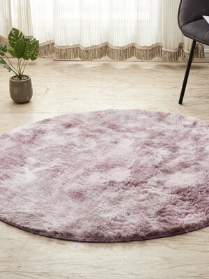 Light Purple Round Super Soft Plain Shaggy Rugs Living Room Bedroom Kids Room Bedside Floor Rugs