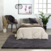 Quality Dark Grey Colour Super Soft Plain Bedroom Living Room Bedside Shaggy Plush Faux Rabbit Fur Rugs Anti-skip Floor Mats