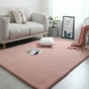 Quality Pink Colour Super Soft Plain Bedroom Living Room Bedside Shaggy Plush Faux Rabbit Fur Rugs Anti-skip Floor Mats