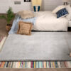Quality Light Grey Colour Super Soft Plain Bedroom Living Room Bedside Shaggy Plush Faux Rabbit Fur Rugs Anti-skip Floor Mats