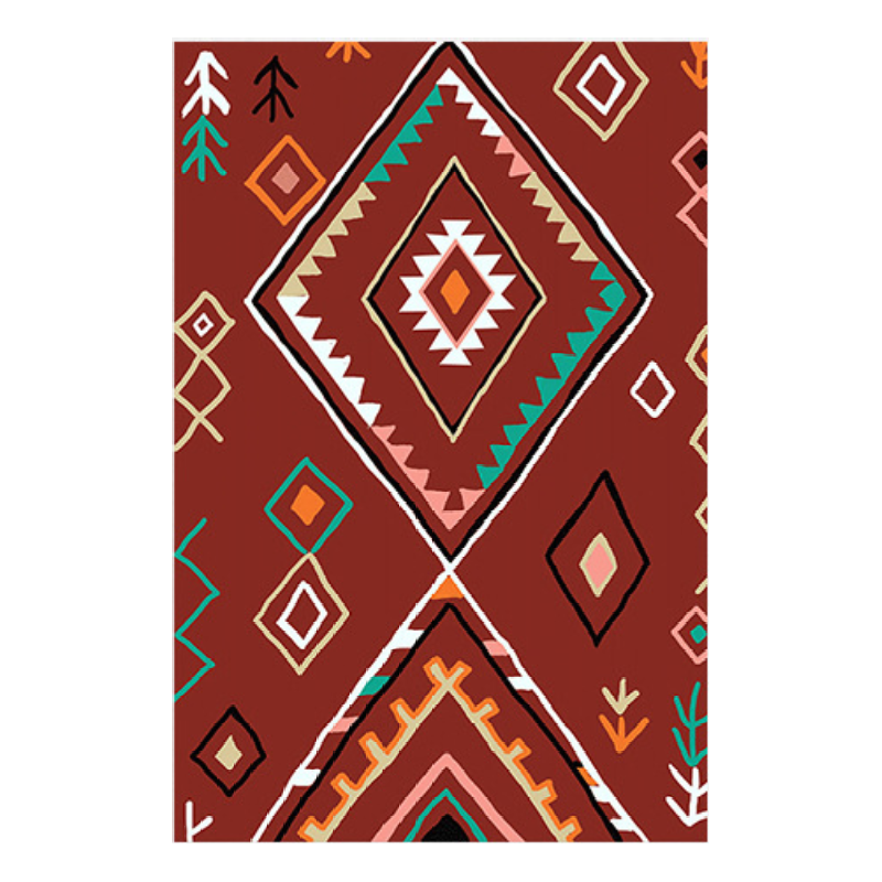 Customizable Red Modern Geometric Patterned Anti-slip Sofa Rug Table Rug Living Room Bedroom Area Rugs - Image 2