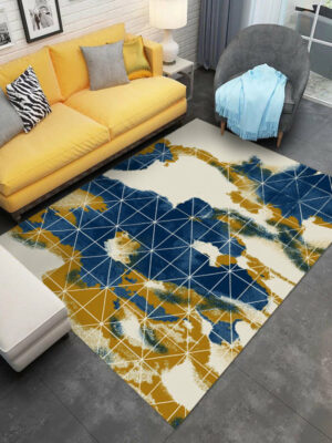 Customizable Modern Blue Patterned Anti-slip Sofa Rug Table Rug Living Room Bedroom Area Rugs