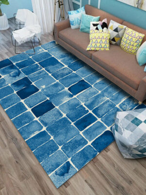 Customizable Modern Blue Patterned Anti-slip Sofa Rug Table Rug Living Room Bedroom Area Rugsa