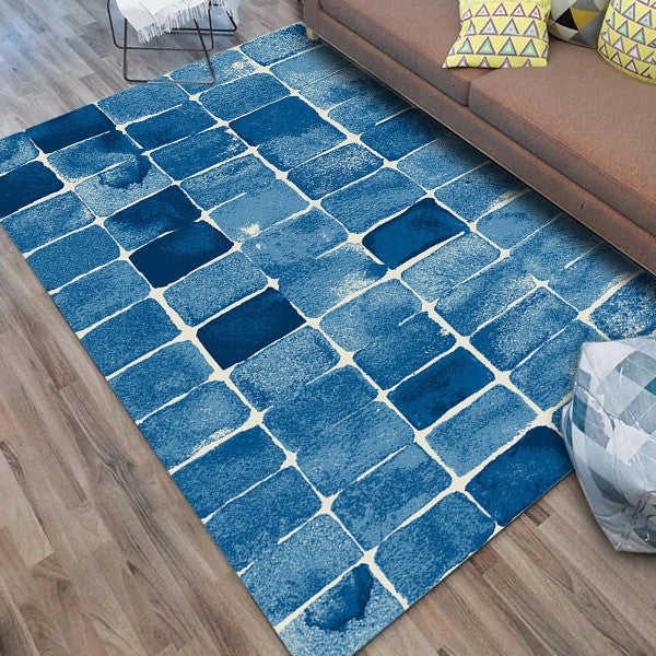 Customizable Modern Blue Patterned Anti-slip Sofa Rug Table Rug Living Room Bedroom Area Rugsa - Image 2