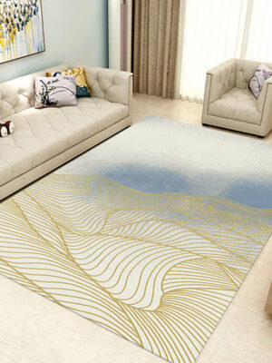 Customizable Modern Golden Striped Anti-slip Sofa Rug Table Rug Living Room Bedroom Area Rugsa