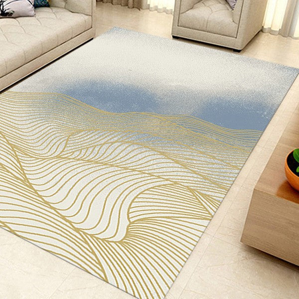 Customizable Modern Golden Striped Anti-slip Sofa Rug Table Rug Living Room Bedroom Area Rugsa - Image 2