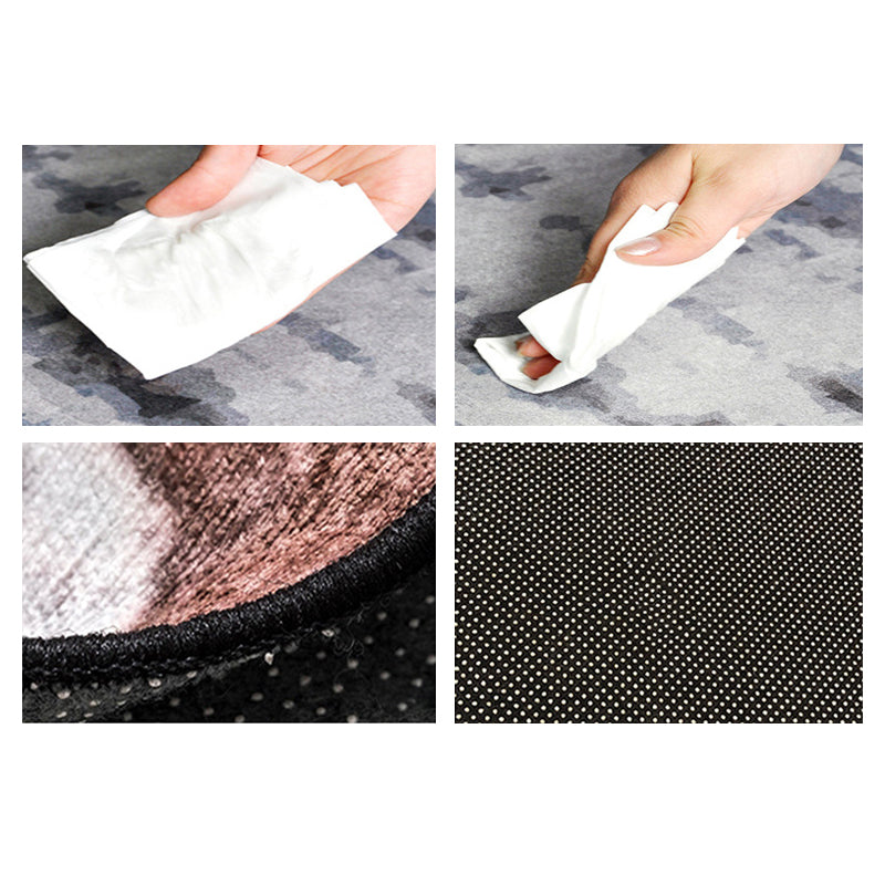 Pink 3D Flower Round Modern Moroccan Patterned Living Room Bedroom Office Anti-slip Area Rugs - Image 3