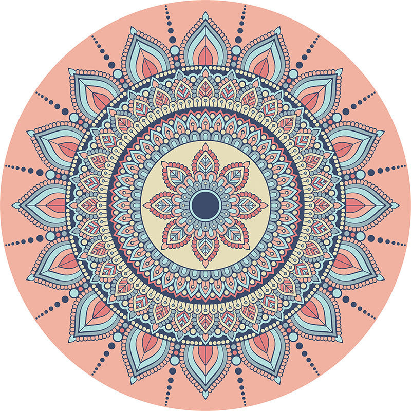 Pink 3D Flower Round Modern Moroccan Patterned Living Room Bedroom Office Anti-slip Area Rugs - Image 2
