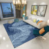 Blue Modern Feather Printed Patterned Carpet Living Room Bedroom Office Hall Floor Mat Rugs