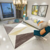 Brown Modern Geometric Printed Patterned Carpet Living Room Bedroom Office Hall Floor Mat Rugs