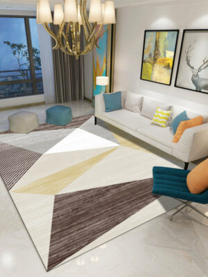 Brown Modern Geometric Printed Patterned Carpet Living Room Bedroom Office Hall Floor Mat Rugs