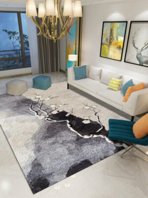 Black Modern Printed Tree Patterned Carpet Living Room Bedroom Office Hall Floor Mat Rugs
