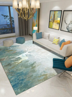 Blue Modern Printed Deer Patterned Carpet Living Room Bedroom Office Hall Floor Mat Rugs