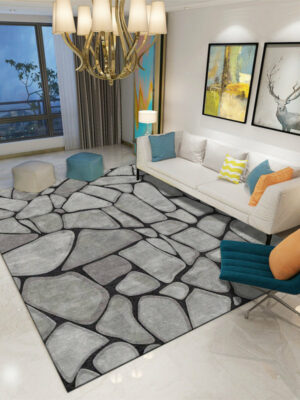 Black Modern Printed Patterned Carpet Living Room Bedroom Office Hall Floor Mat Rugs
