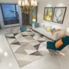 Printed Beige Modern Geometric Patterned Carpet Living Room Bedroom Office Hall Floor Mat Rugs