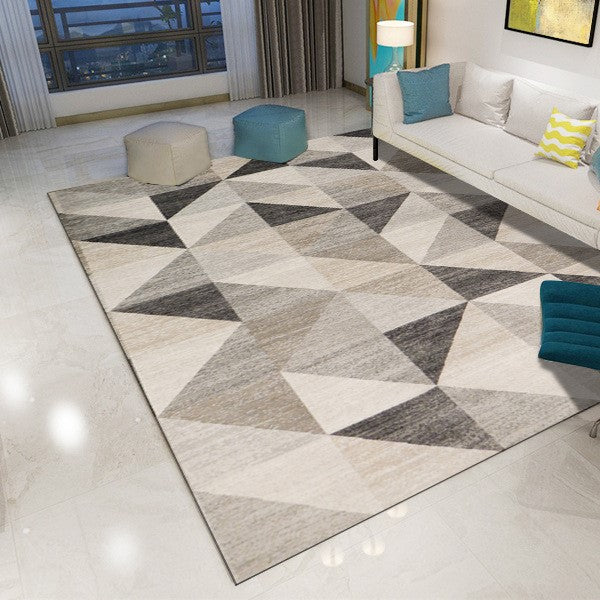 Printed Beige Modern Geometric Patterned Carpet Living Room Bedroom Office Hall Floor Mat Rugs - Image 2