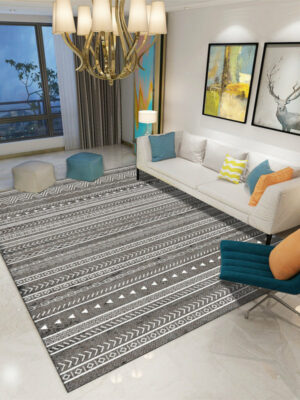 Modern Fahsion Grey Moroccan Patterned Striped Carpet Living Room Bedroom Office Hall Floor Mat Rugs