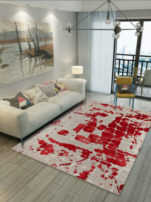 180*280cm Red Modern Printed Geometric Patterned Carpet Living Room Bedroom Office Hall Floor Mat Rugs