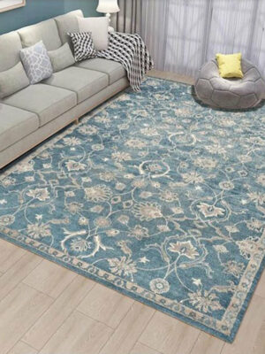 Blue Printed Traditional Shaggy Vintage Patterned Area Rug for Living Room Hall Office Bedroom