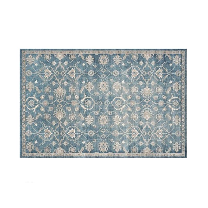 Blue Printed Traditional Shaggy Vintage Patterned Area Rug for Living Room Hall Office Bedroom - Image 2