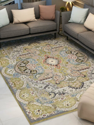 Green Printed Traditional Vintage Patterned Area Rug for Living Room Hall Office Bedroom