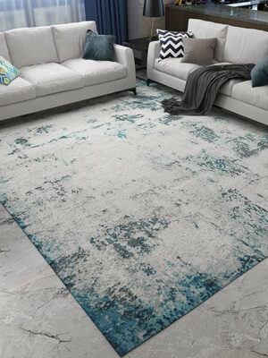 Modern Blue Plain Area Rug Abstract Carpet for Living Room Bedroom Office Hall