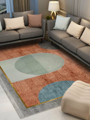 Orange Modern Simple Geometric Rugs for Living Room Dining Room Bedroom