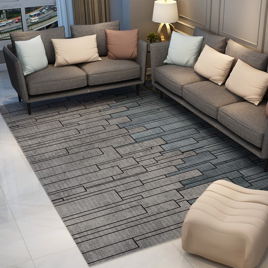 Blue Grey Modern Contemporary Simple Striped Geometric Rugs for Living Room Dining Room Bedroom - Image 3