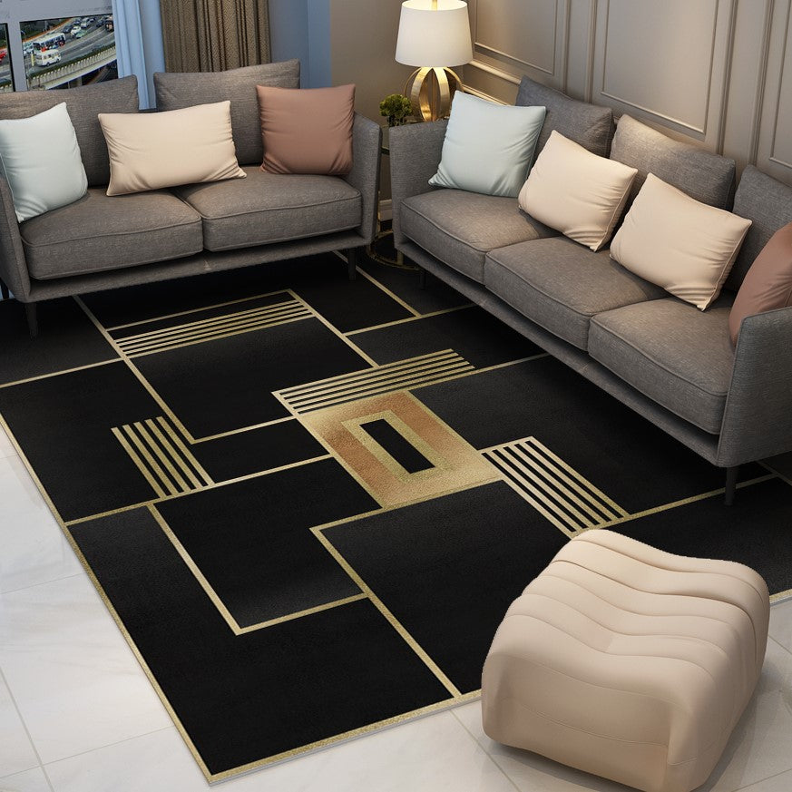 Black Modern Contemporary Simple Geometric Rugs for Living Room Dining Room Bedroom - Image 3