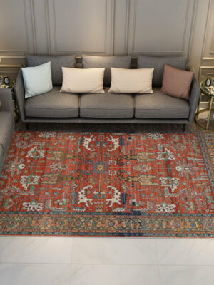 Red Vintage Traditional Shaggy Patterned Rugs for Living Room Dining Room Bedroom Hall