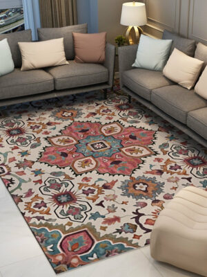 Vintage Floral Traditional Shaggy Patterned Rugs for Living Room Dining Room Bedroom Hall