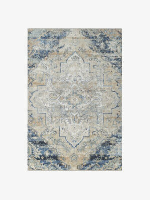 Nice Blue Floral Vintage Traditional Shaggy Rugs for Living Room Dining Room Bedroom Hall