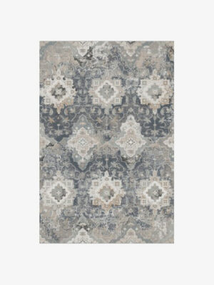 Grey Floral Vintage Traditional Shaggy Rugs for Living Room Dining Room Bedroom Hall