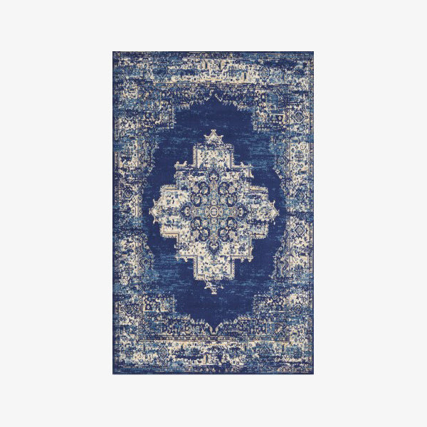 Blue Traditional Shaggy Vintage Rugs for Living Room Dining Room Bedroom Hall - Image 3