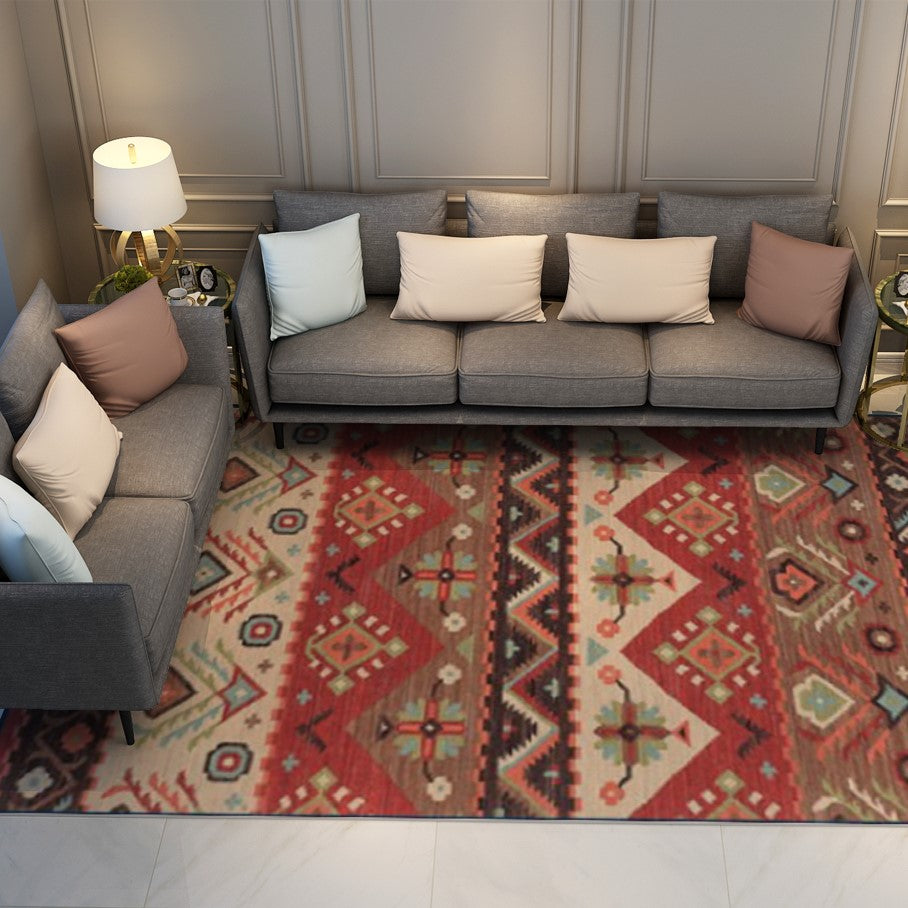 Beautiful Red Vintage Area Shaggy Rugs for Living Room Dining Room Bedroom Hall - Image 4