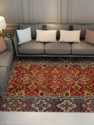 Beautiful Red Flower Vintage Area Shaggy Rugs for Living Room Dining Room Bedroom Hall