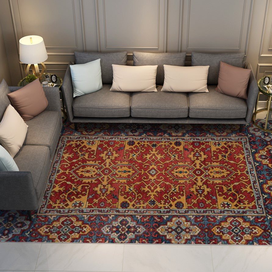 Beautiful Red Flower Vintage Area Shaggy Rugs for Living Room Dining Room Bedroom Hall